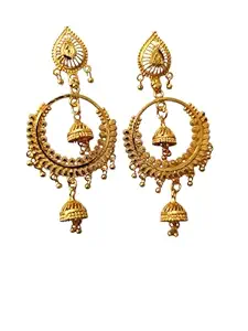 Traditional Gold-Plated Chandelier Earrings – Jhumka Style