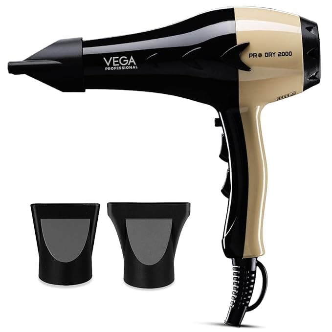 VEGA PROFESSIONAL Pro Dry 1800-2000W Hair Dryer for Woman & Man | Blow Dryer for Women Cool Shot Button & Combination of 4 Heat & 2 Speed Settings, Gold, (VPVHD-04)