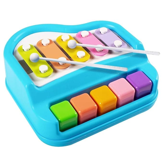 Toy Imagine™ 2-in-1 Piano Xylophone for Kids | Multicolor 5 Key Musical Toy with Mallets | Educational Instrument Toy Set for Toddlers, Boys & Girls | Early Learning Sound & Music Playset