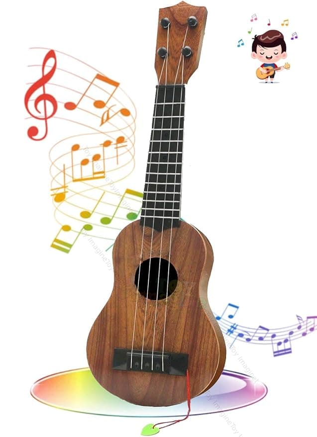 Toy Imagine Guitar for Kids – 4-String Mini Instrument for Beginners, Music Learning Toy for Ages 3-10, Perfect for Boys & Girls with Small Hands