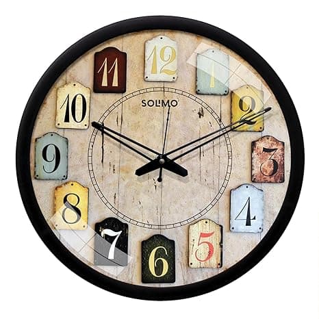 Amazon Brand - Solimo 12-Inch Contemporary Plastic & Glass Wall Clock (Designer)