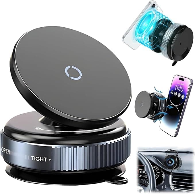 360° Vaccum Magnetic Phones Holder, Magnetic Car Phone Mount, Hands-Free Suction Cup Phones Holder for Car/Gym/Mirror/Shower, Car Mount Compatible All Mobile. (Mobile Cradles K009)