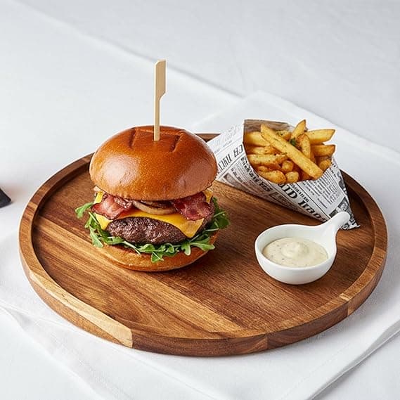 Round Wood Tray for Coffee Table, Wooden Serving Tray, Decorative Trays for Home Decor (11x11 Inch)