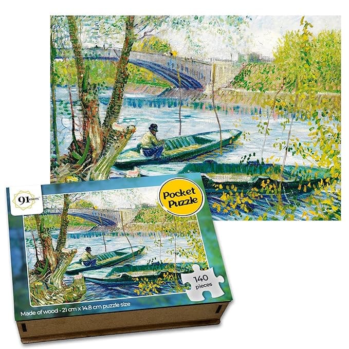 Vincent Van Gogh Fishing in Spring Wooden Jigsaw Puzzle
