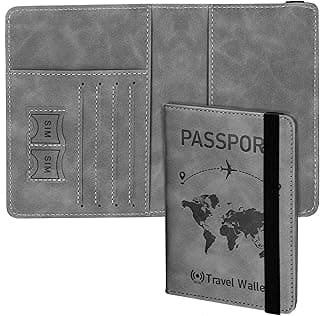 Storite Grey RFID Blocking PU Leather Travel Passport Holder Cover (Grey)
